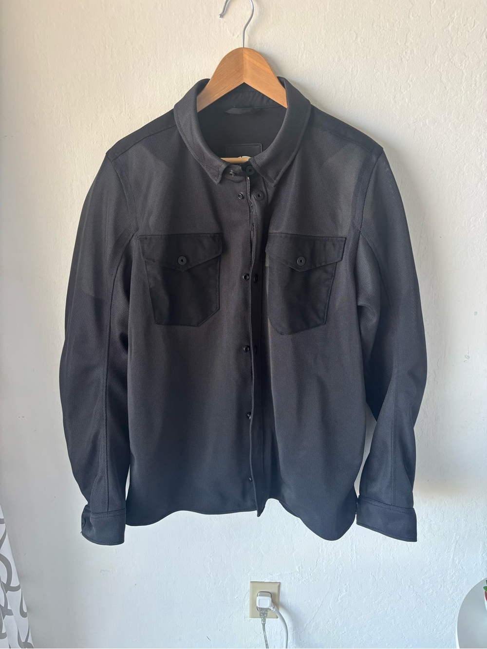 Men's Black Button-Up Motorcycle Jacket